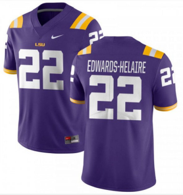 LSU Tigers #22 Clyde Edwards-Helaire Purple Stitched NCAA Jersey